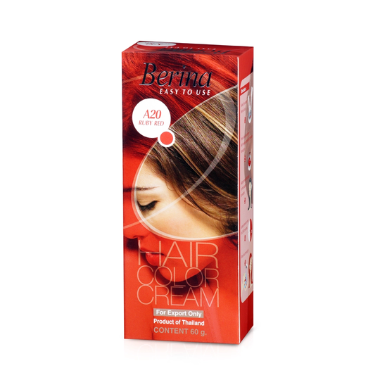Berina Professional Permanent Hair Color Cream A20 Ruby Red | Deep Ruby Red with Long-Lasting Intensity, A20 - Ruby Red Buy from Indicrest