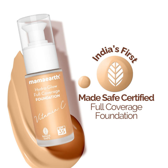 Mamaearth Hydra-Glow Full Coverage Foundation With Vitamin C & Turmeric, 30ml | Crme Glow - Buy from Indicrest