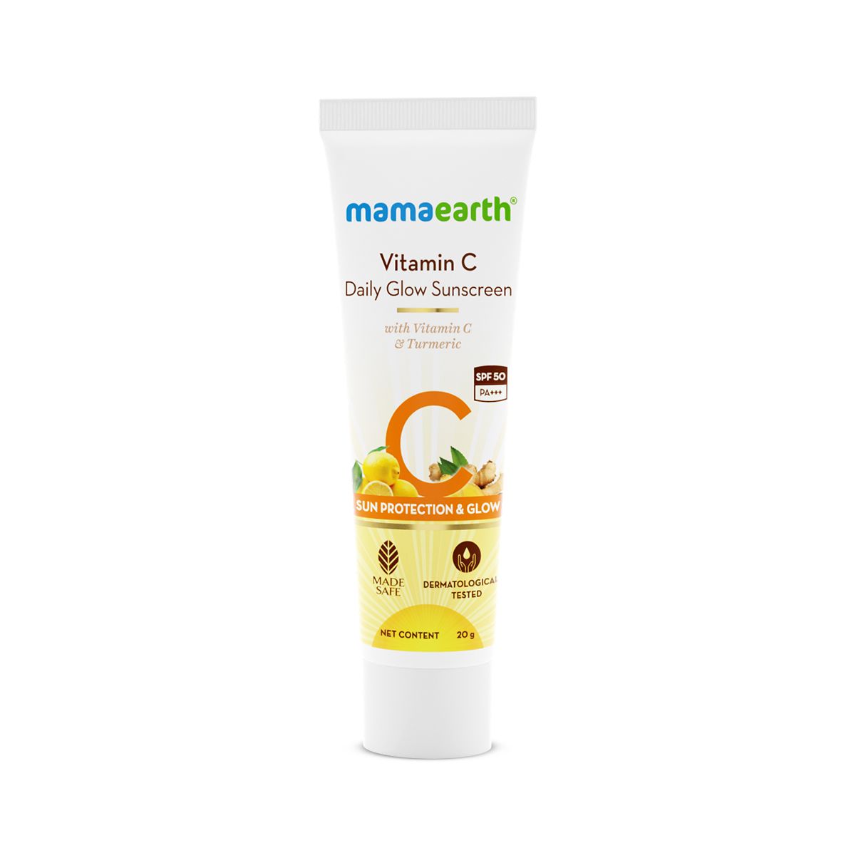 Mamaearth Vitamin C Daily Glow Sunscreen With Vitamin C & Turmeric for Sun Protection & Glow, 20g - Image 8 - Buy from Indicrest