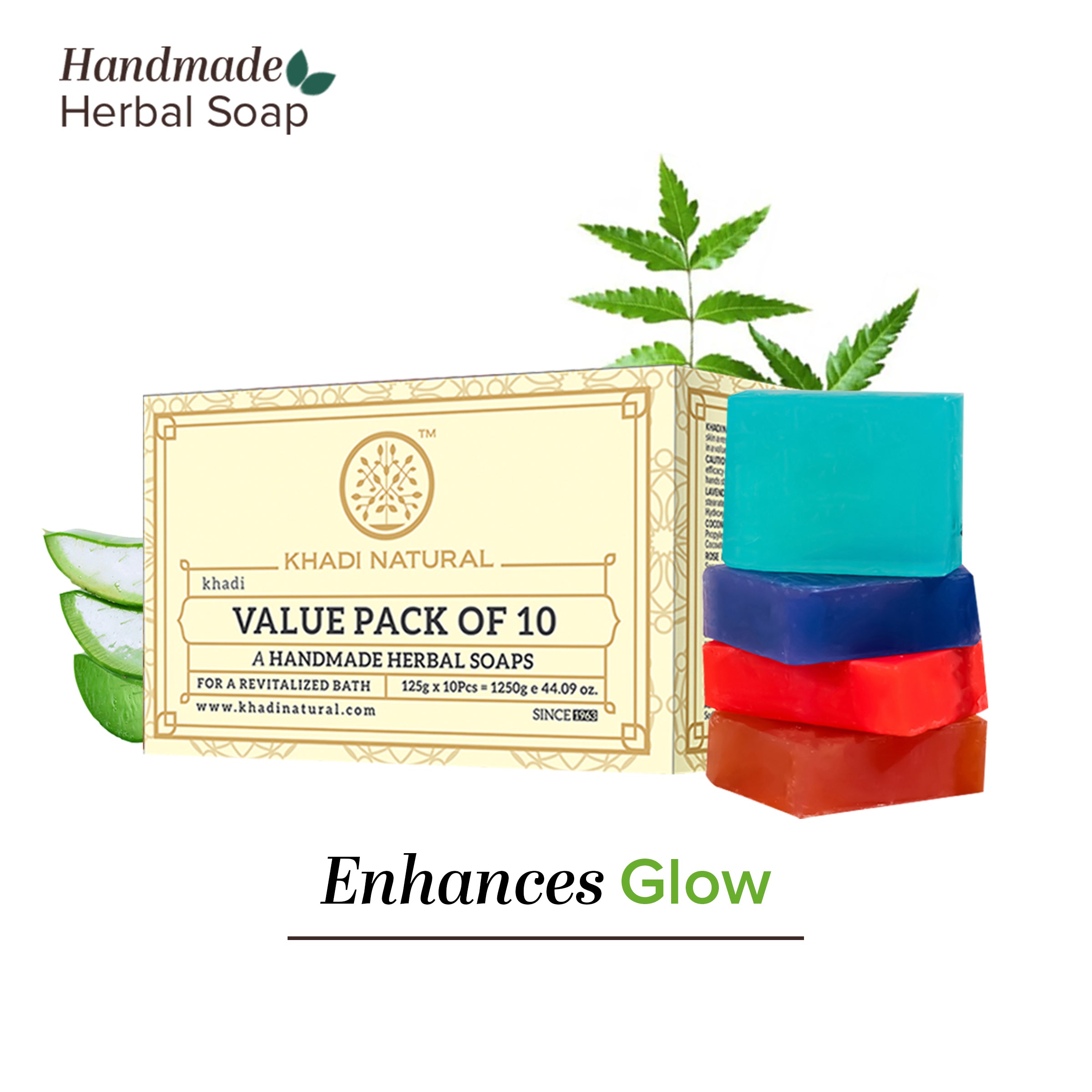 Khadi Natural Herbal Soap Combo Value Pack of 10 - 125gm Each - Image 5 - Buy from Indicrest