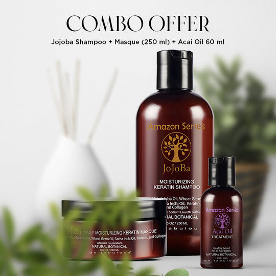 De Fabulous Amazon Series Jojoba Shampoo 250ml + Masque 250ml + Acai Oil 59ml - Buy from Indicrest