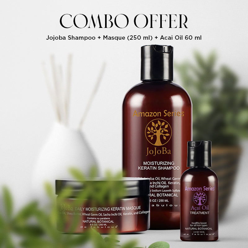 De Fabulous Amazon Series Jojoba Shampoo 250ml + Masque 250ml + Acai Oil 59ml - Buy from Indicrest
