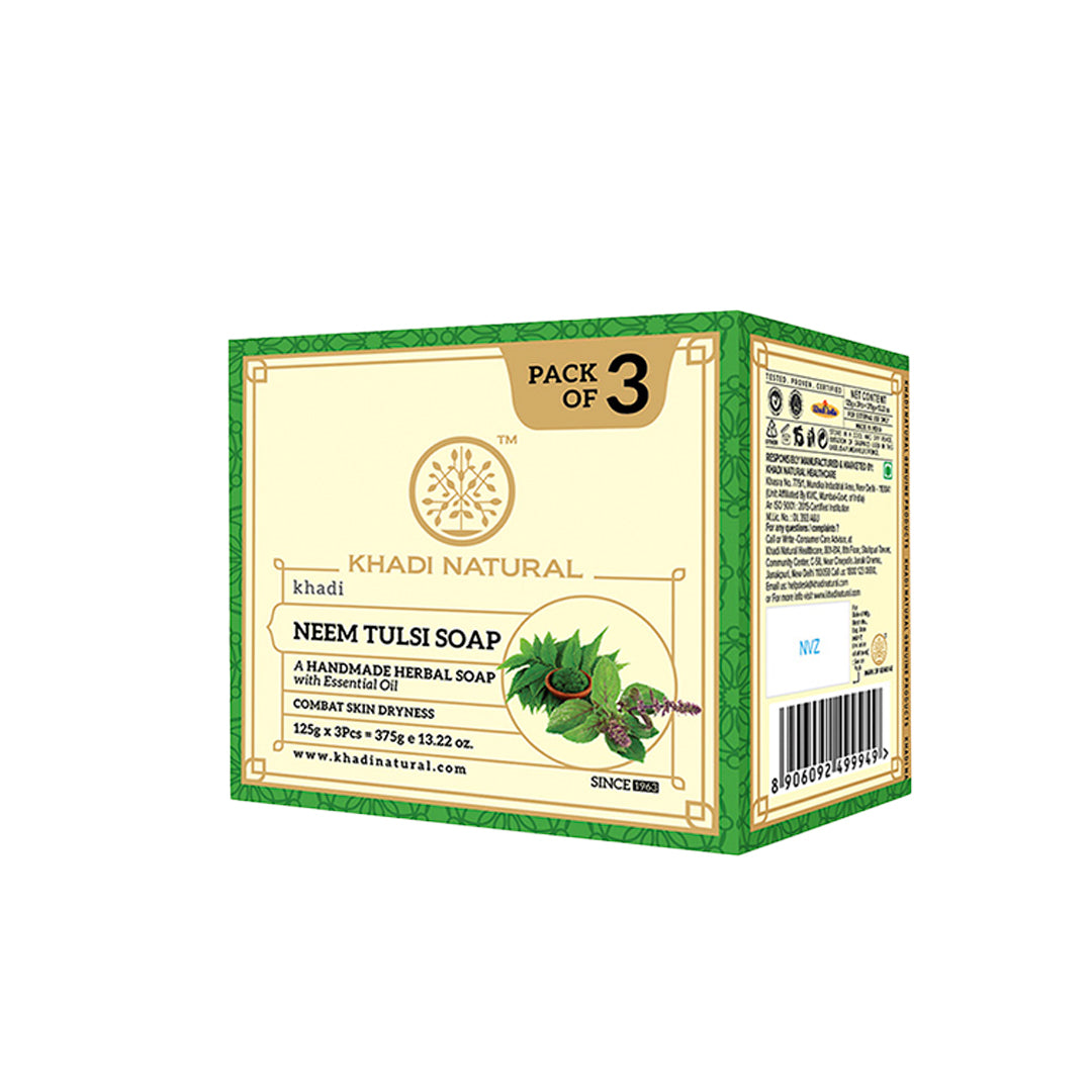 Khadi Natural Herbal Neem Tulsi Soap Combo Pack Of 3 – 125gm Each - Buy from Indicrest