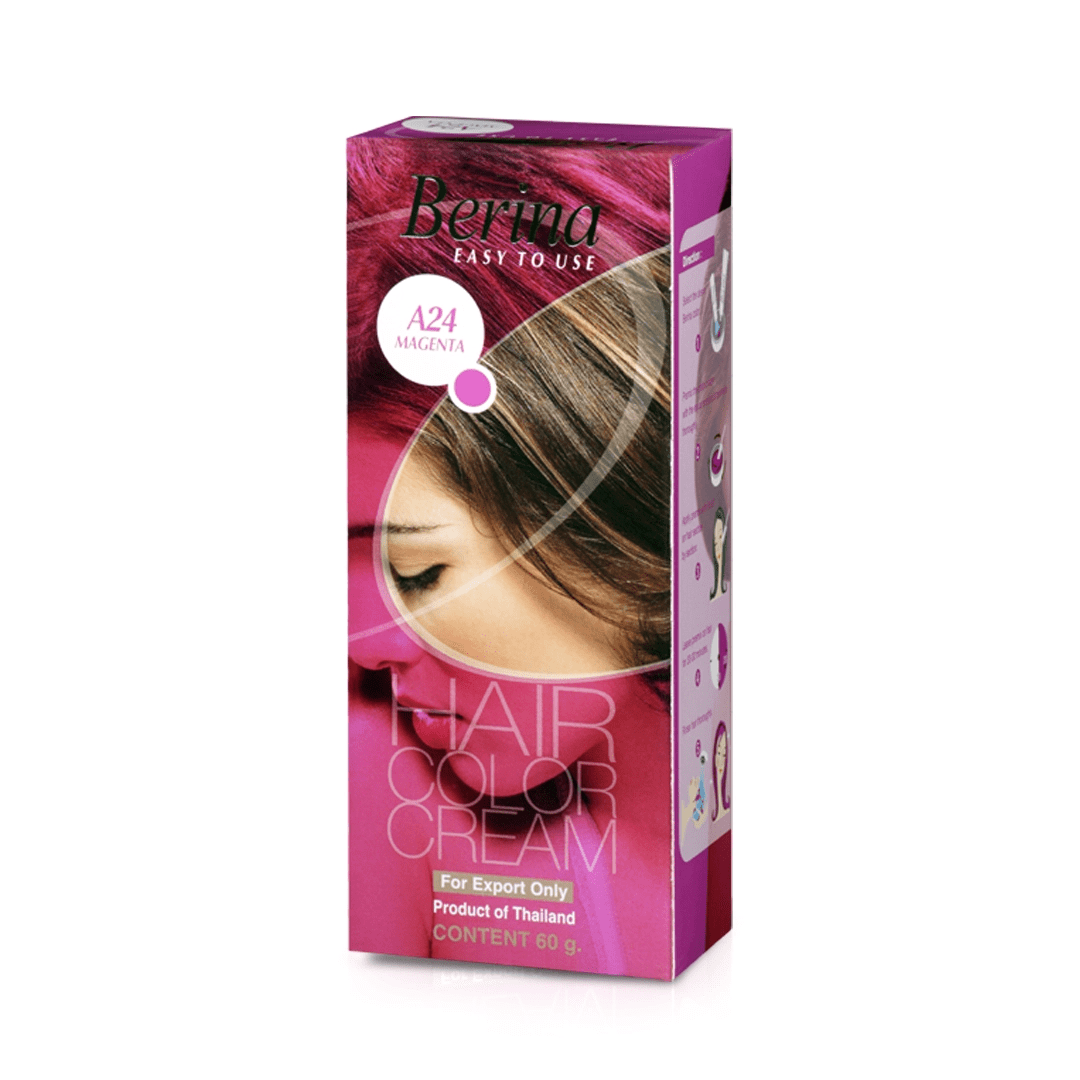 Berina Professional Permanent Hair Color Cream A24 Magenta | Bold Fashion Color with High Impact, A24 - Magenta Buy from Indicrest