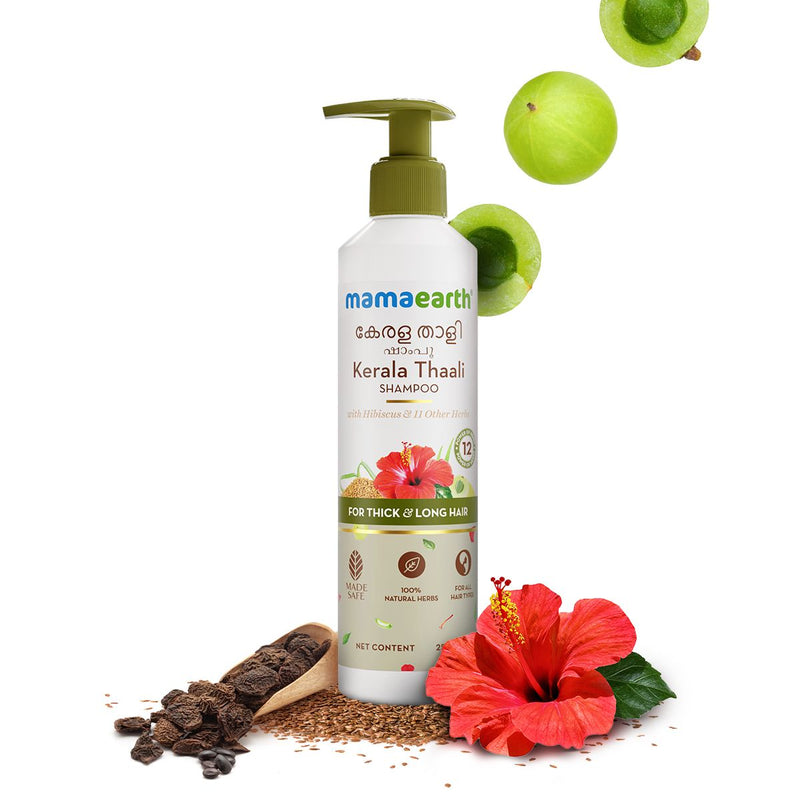 Mamaearth Kerala Thaali Shampoo with the Power of 12 Herbs for Thick & Long Hair, 250ml - Buy from Indicrest