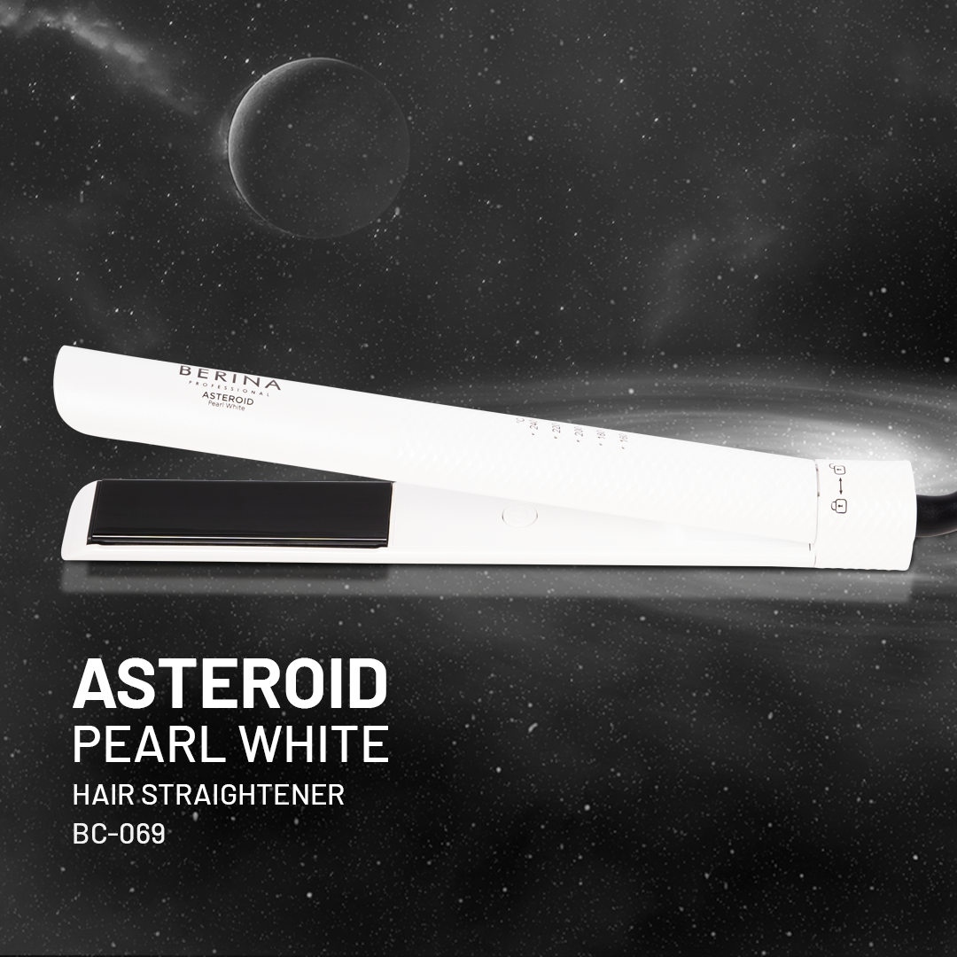 Berina Professional Asteroid BC-069 Powerful Hair Straightener | Sleek Finish & Professional Styling, Pearl White