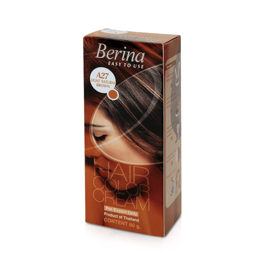 Berina Professional Permanent Hair Color Cream A27 Light Natural Brown | Natural Brown with Balanced Coverage, A27 - Light Natural Brown Buy from Indicrest