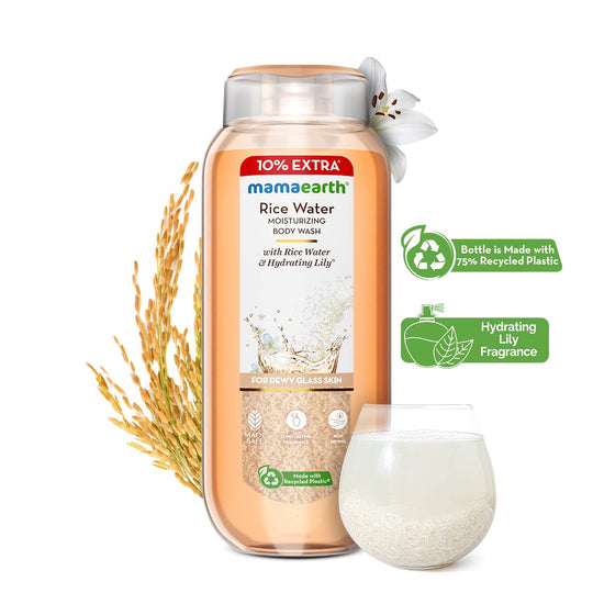 Mamaearth Rice Water Moisturizing Body Wash with Rice Water & Hydrating Lily for Dewy Glass Skin, 250ml + 25 ml - Buy from Indicrest
