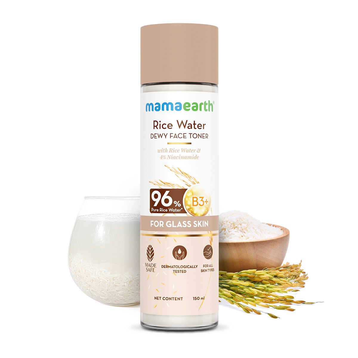 Mamaearth Rice Water Dewy Face Toner with 96% Pure Rice Water Extract & 4% Niacinamide for Glass Skin, 150ml - Buy from Indicrest