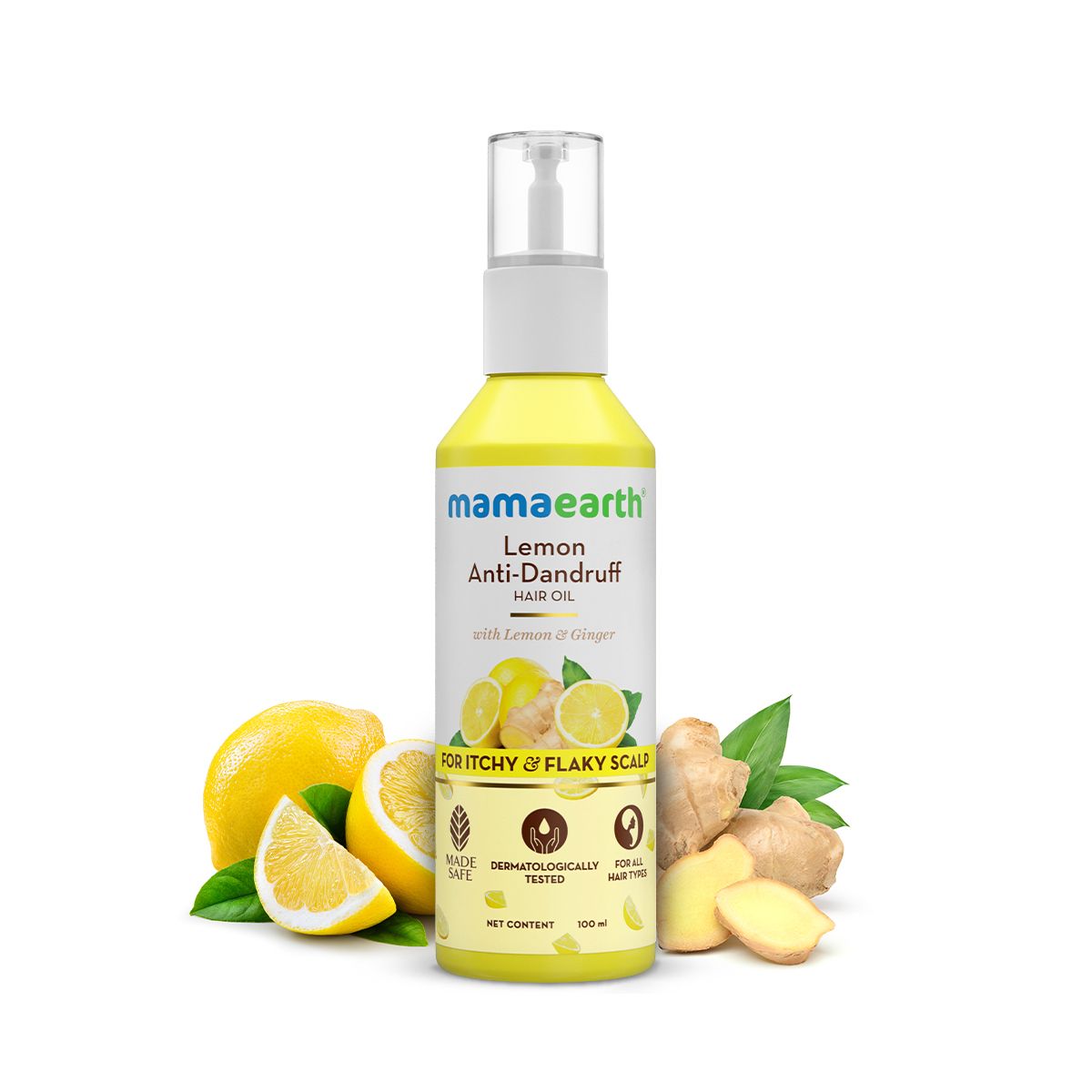 Mamaearth Lemon Anti-Dandruff Hair Oil with Lemon & Ginger for Dandruff & Itch-Free Scalp, 100ml - Buy from Indicrest