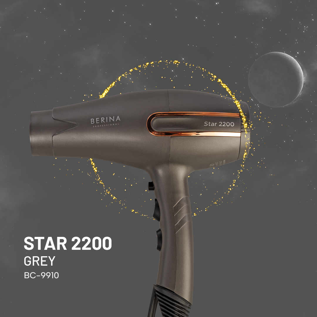Berina Professional Star BC-9910 Powerful Hair Dryer | Salon Performance & Quick Styling Results, Grey Buy from Indicrest