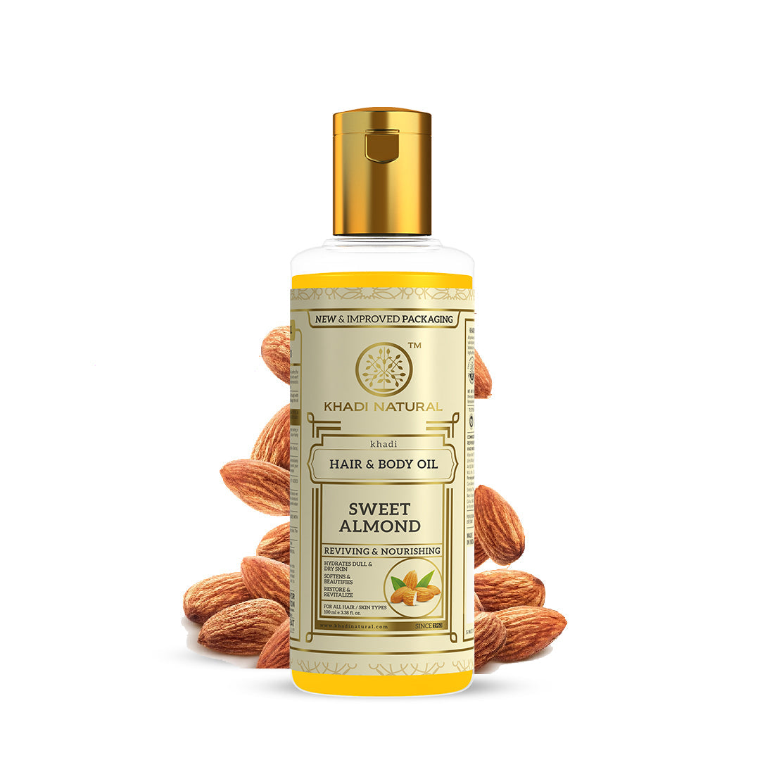 Khadi Natural Sweet Almond Hair & Body Oil - 100ml Sale - Image 5 - Buy from Indicrest