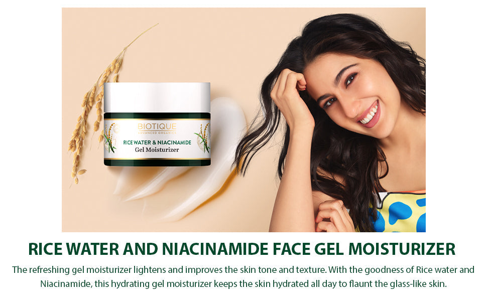 Biotique Rice Water & Niacinamide Gel Moisturizer, 50ml - Image 3 - Buy from Indicrest