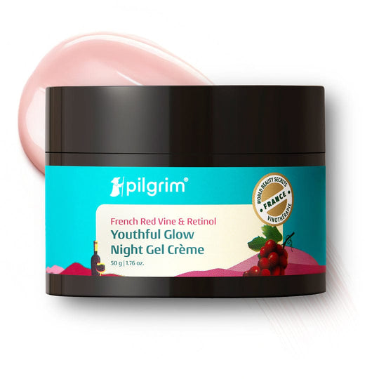 Pilgrim French Red Vine & Retinol Youthful Glow Night Gel Creme, 50g - Buy from Indicrest