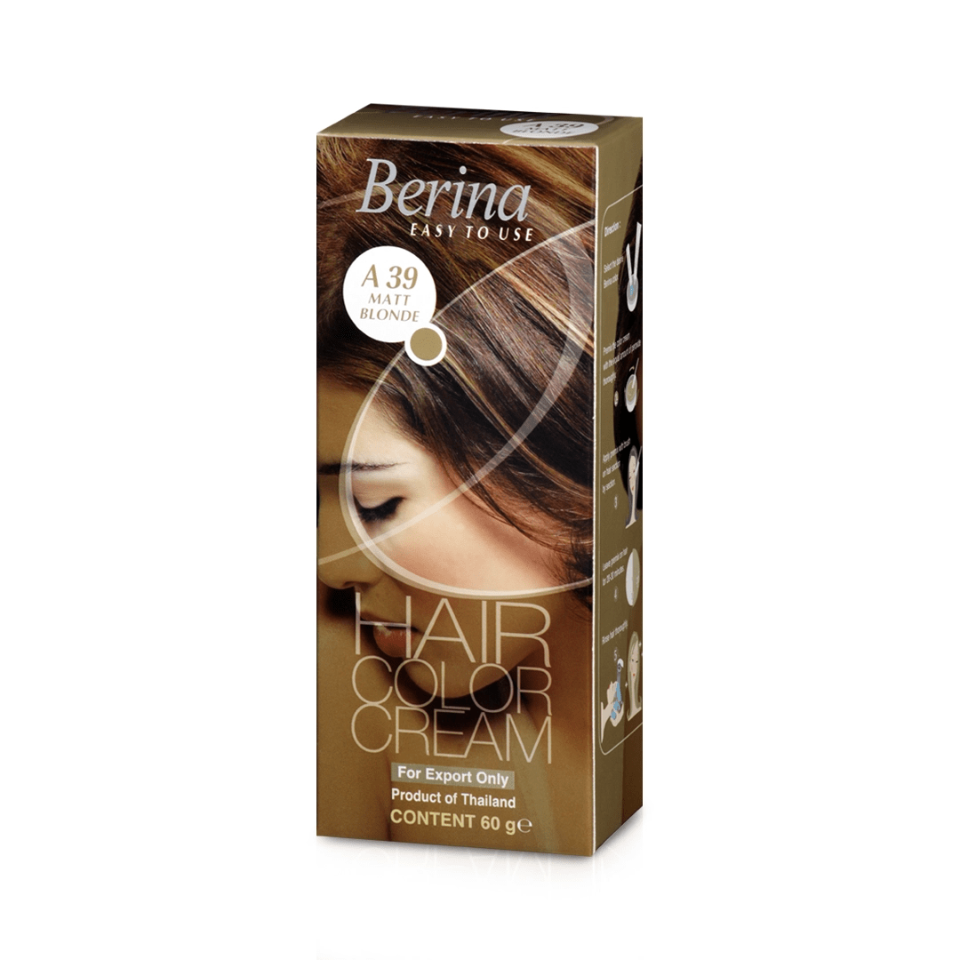 Berina Professional Permanent Hair Color Cream A39 Matt Blonde | Soft Matte Blonde with Extended Color Hold, A39 - Matt Blonde Buy from Indicrest