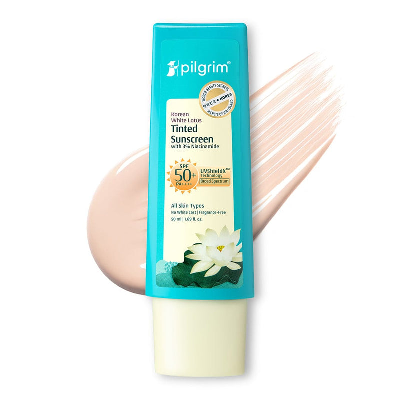 Pilgrim Korean White Lotus Tinted Sunscreen SPF 50+ PA++++, 50ml - Buy from Indicrest