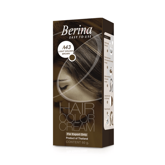 Berina Professional Permanent Hair Color Cream A43 Light Golden Brown | Warm Golden Tone with Lasting Shine, A43 - Light Golden Brown Buy from Indicrest