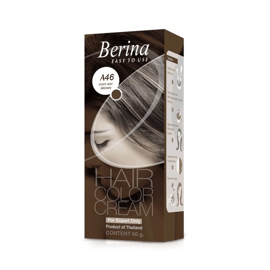 Berina Professional Permanent Hair Color Cream A46 Light Ash Brown | Natural Cool Tone & Long-Lasting Finish, A46 - Light Ash Brown Buy from Indicrest
