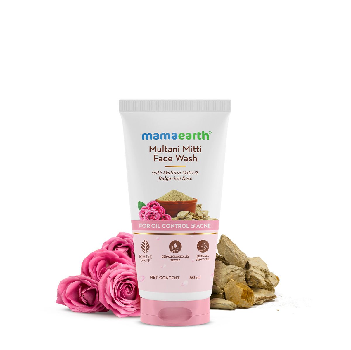 Mamaearth Multani Mitti Face Wash with Multani Mitti & Bulgarian Rose For Oil Control & Acne, 50ml - Buy from Indicrest