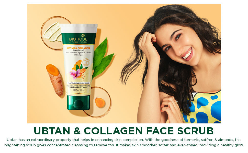 Biotique Ubtan & Collagen Face Scrub, 100g - Image 3 - Buy from Indicrest