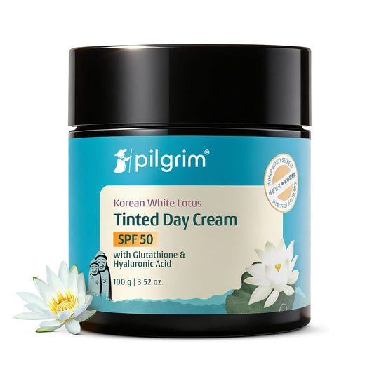 Pilgrim Korean White Lotus Tinted Day Cream SPF 50, 100g - Buy from Indicrest