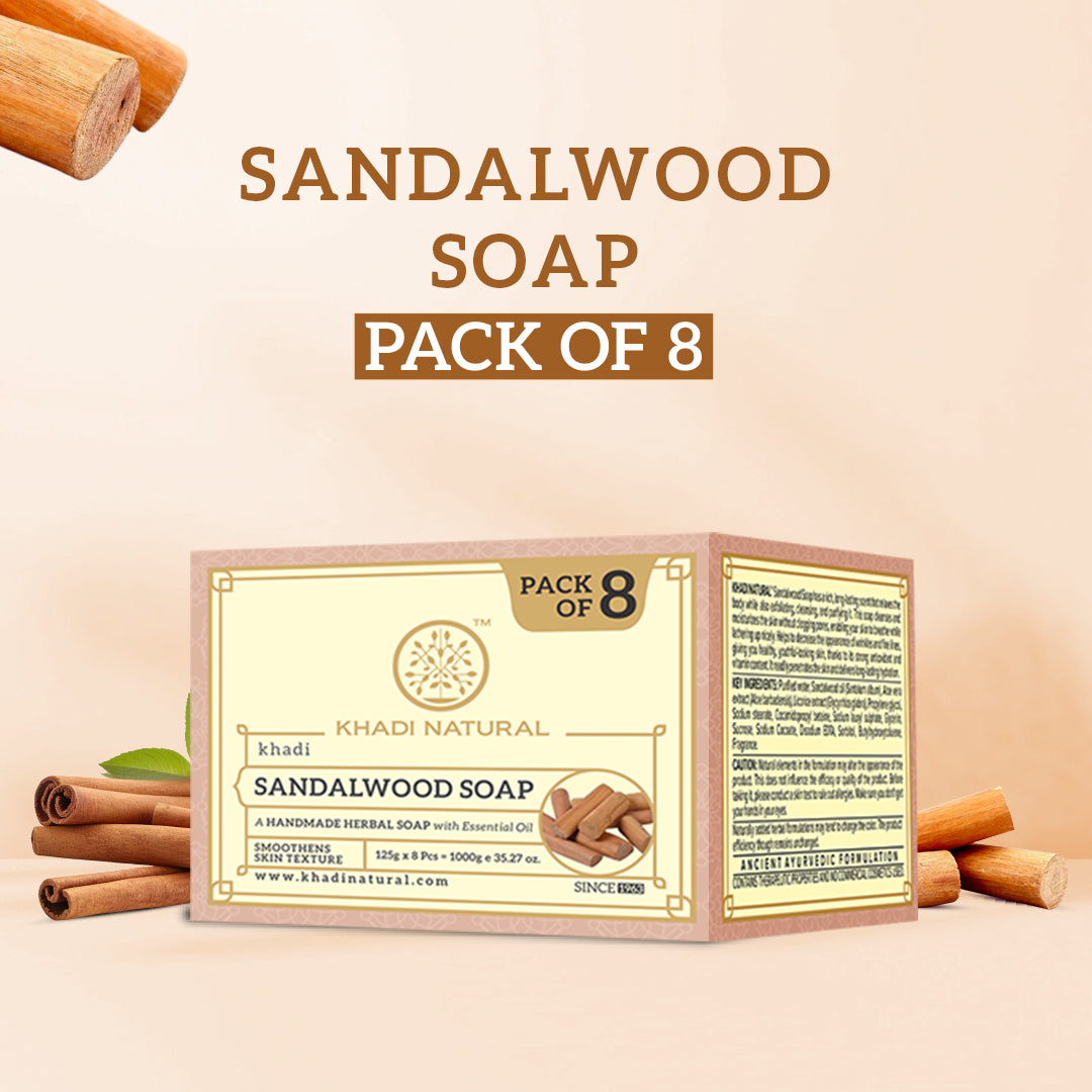 Khadi Natural Sandalwood Soap Combo Pack Of 8 – 125gm Each - Image 6 - Buy from Indicrest