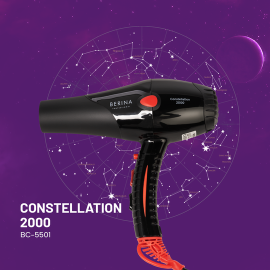 Berina Professional Constellation Black BC-5501 Hair Dryer | Powerful Airflow for Smooth Styling, BC-5501 Buy from Indicrest