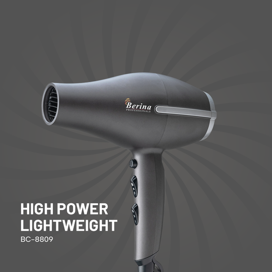 Berina Professional High Power Lightweight BC-8809 Hair Dryer | Fast Drying with Strong Airflow, BC-8809 Buy from Indicrest