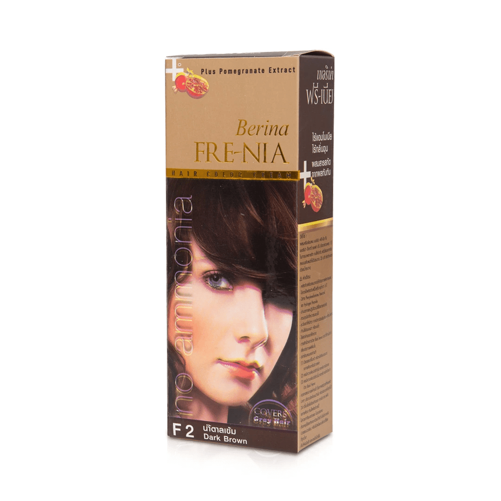 Berina Professional Permanent Ammonia-Free Hair Color Cream F01 Black | Deep Black Shade with Long-Lasting Coverage, F02-Dark Brown Buy from Indicrest