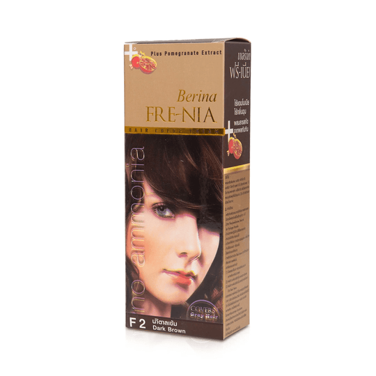 Berina Professional Permanent Ammonia-Free Hair Color Cream F01 Black | Deep Black Shade with Long-Lasting Coverage, F02-Dark Brown Buy from Indicrest
