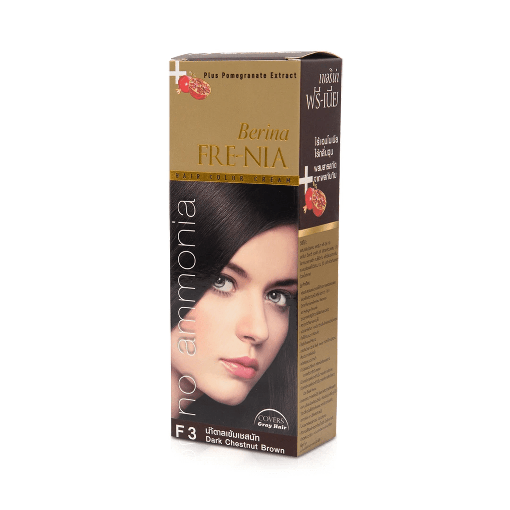 Berina Professional Permanent Ammonia-Free Hair Color Cream F01 Black | Deep Black Shade with Long-Lasting Coverage, F02-Dark Brown