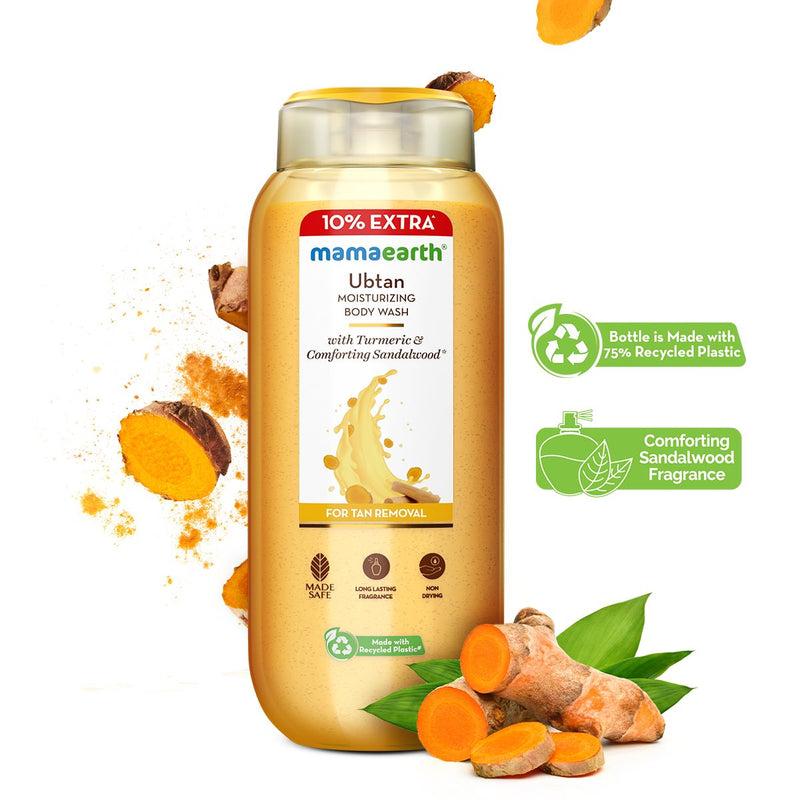 Mamaearth Ubtan Moisturizing Body Wash with Turmeric & Saffron for Tan Removal, 250ml + 25 ml Extra - Buy from Indicrest