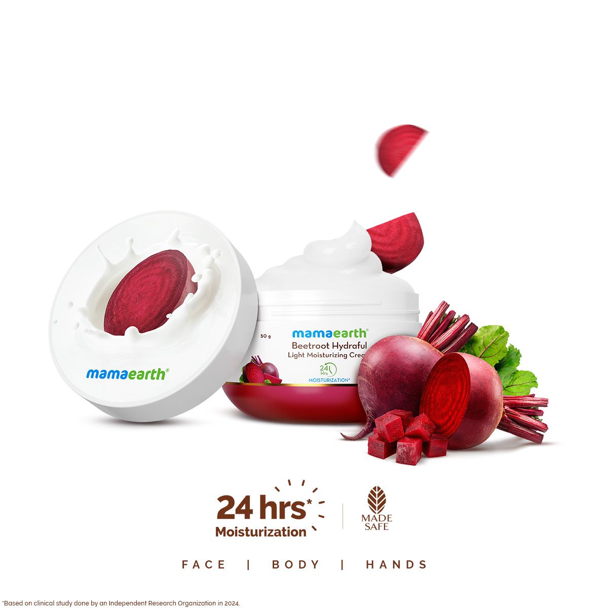 Mamaearth Beetroot Hydraful Light Moisturizing Cream with Beetroot & Hyaluronic Acid for Hydrated Pink Glow, 50g - Buy from Indicrest