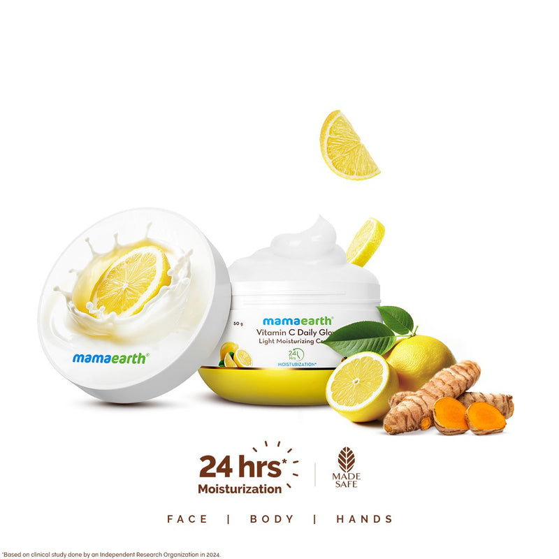 Mamaearth Vitamin C Daily Glow Light Moisturizing Cream with Turmeric & Vitamin C for Skin Brightening, 50g - Buy from Indicrest