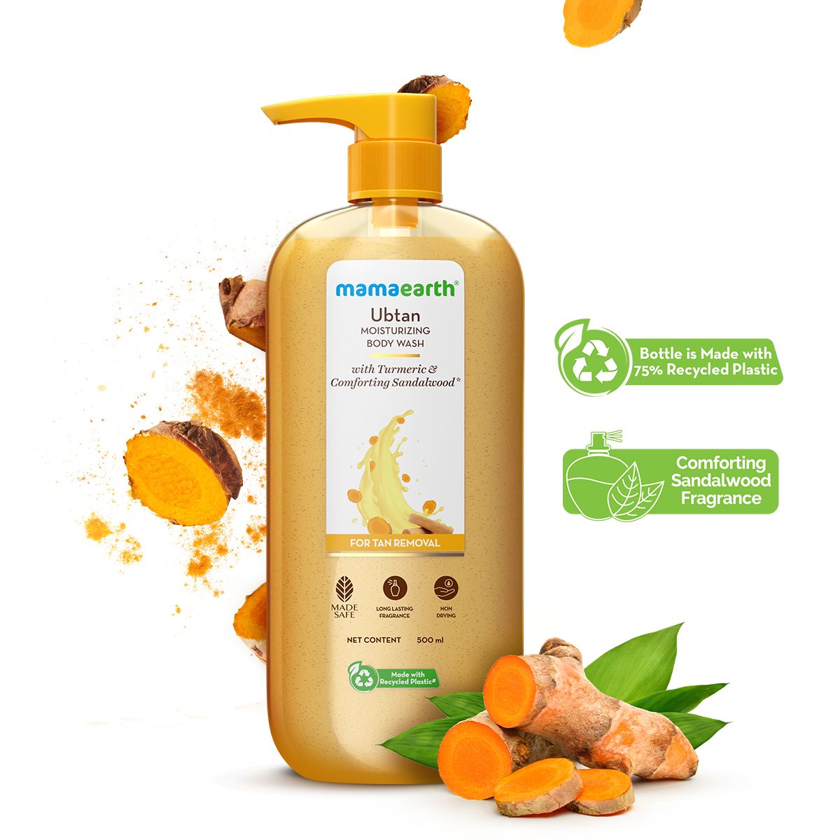 Mamaearth Ubtan Moisturizing Body Wash with Turmeric & Saffron for Tan Removal, 500ml - Buy from Indicrest
