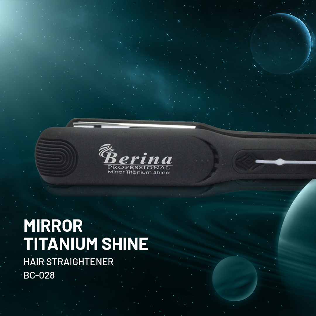 Berina Professional Mirror Titanium Shine BC-028 Hair Straightener | High-Shine Finish & Precision Styling, BC-028 Buy from Indicrest