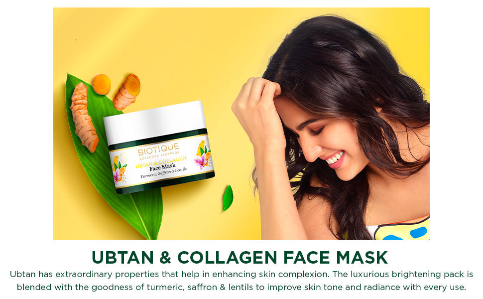 Biotique Ubtan & Collagen Face Mask, 50g - Image 3 - Buy from Indicrest