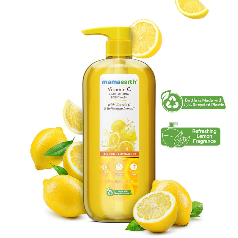 Mamaearth Vitamin C Moisturizing Body Wash with Vitamin C & Refreshing Lemon for Skin Illumination, 500ml - Buy from Indicrest