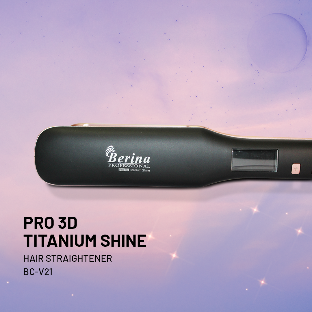 Berina Professional Pro 3D Titanium Shine BC-V21 Hair Straightener | Salon-Smooth Finish & Advanced Styling, BC-V21 Buy from Indicrest