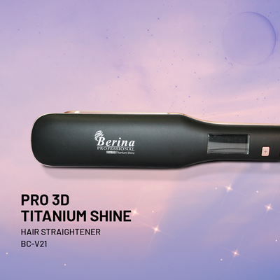 Berina Professional Pro 3D Titanium Shine BC-V21 Hair Straightener | Salon-Smooth Finish & Advanced Styling, BC-V21