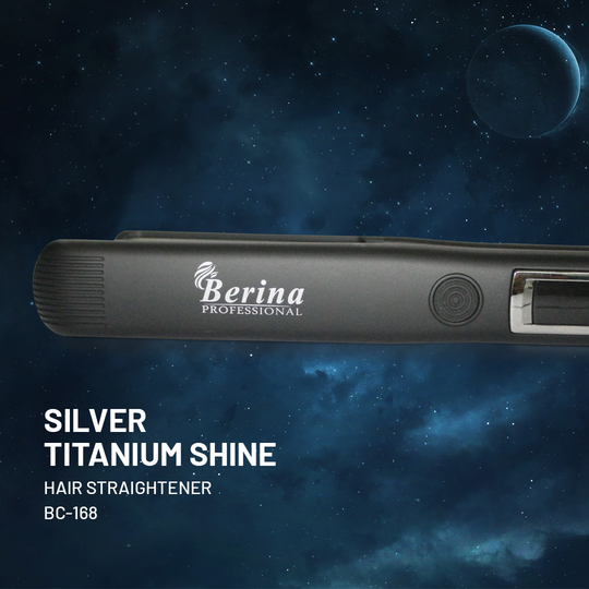 Berina Professional Silver Titanium Shine BC-168 Hair Straightener | High-Gloss Finish & Smooth Styling, BC-168 Buy from Indicrest