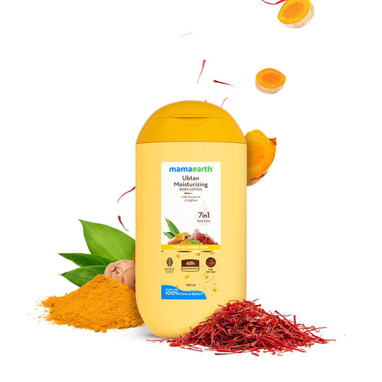Mamaearth Ubtan Moisturizing Body Lotion with Turmeric & Saffron for Glowing Skin, 100ml - Buy from Indicrest