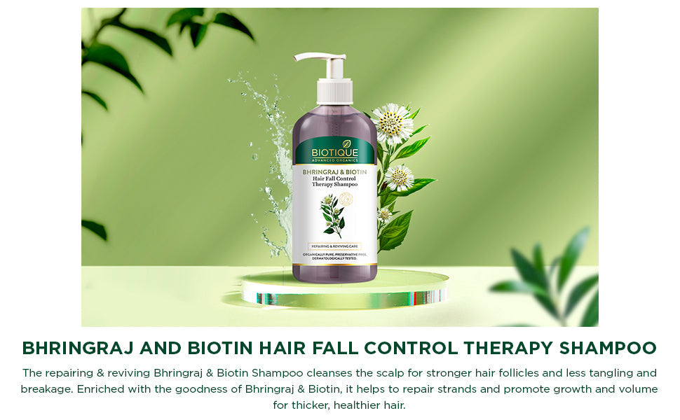 Biotique Bhringraj & Biotin Hair Fall Control Therapy Shampoo, 300ml - Image 3 - Buy from Indicrest