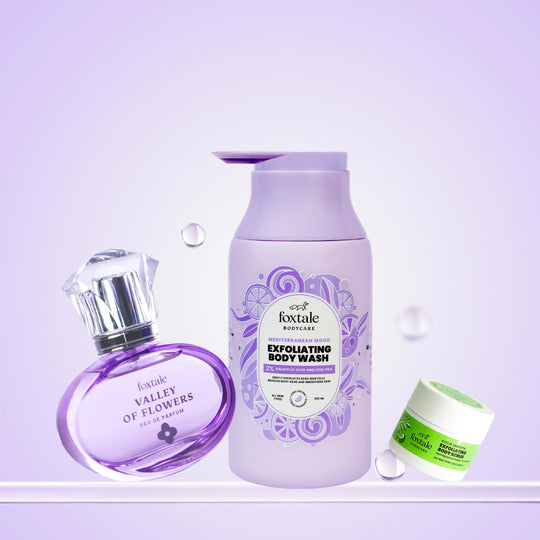 Foxtale Bodycare Kit Valley of Flowers Perfume + Exfoliating Body Wash + Exfoliating Body Scrub - Buy from Indicrest
