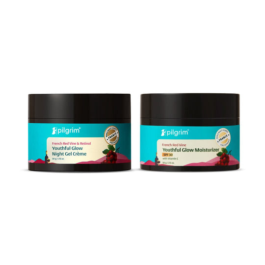 Pilgrim Day/Night Combo With French Red Vine, Face Cream 50g + Night Gel Crème 50g - Buy from Indicrest