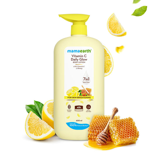 Mamaearth Vitamin C Daily Glow Body Lotion with Vitamin C & Honey for Skin Brightening, 600ml - Buy from Indicrest