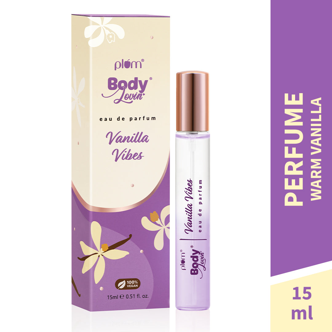 Plum Vanilla Vibes Eau De Parfum (Perfume) by Plum BodyLovin' | Long Lasting | Travel-Friendly | Warm Vanilla Fragrance | Luxury Perfume, 15ml