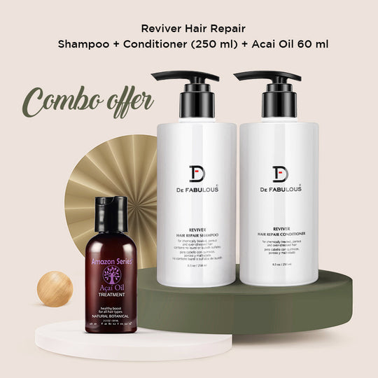 De Fabulous Reviver Shampoo 250ml and Conditioner 250ml and Acai Oil 59ml - Buy from Indicrest