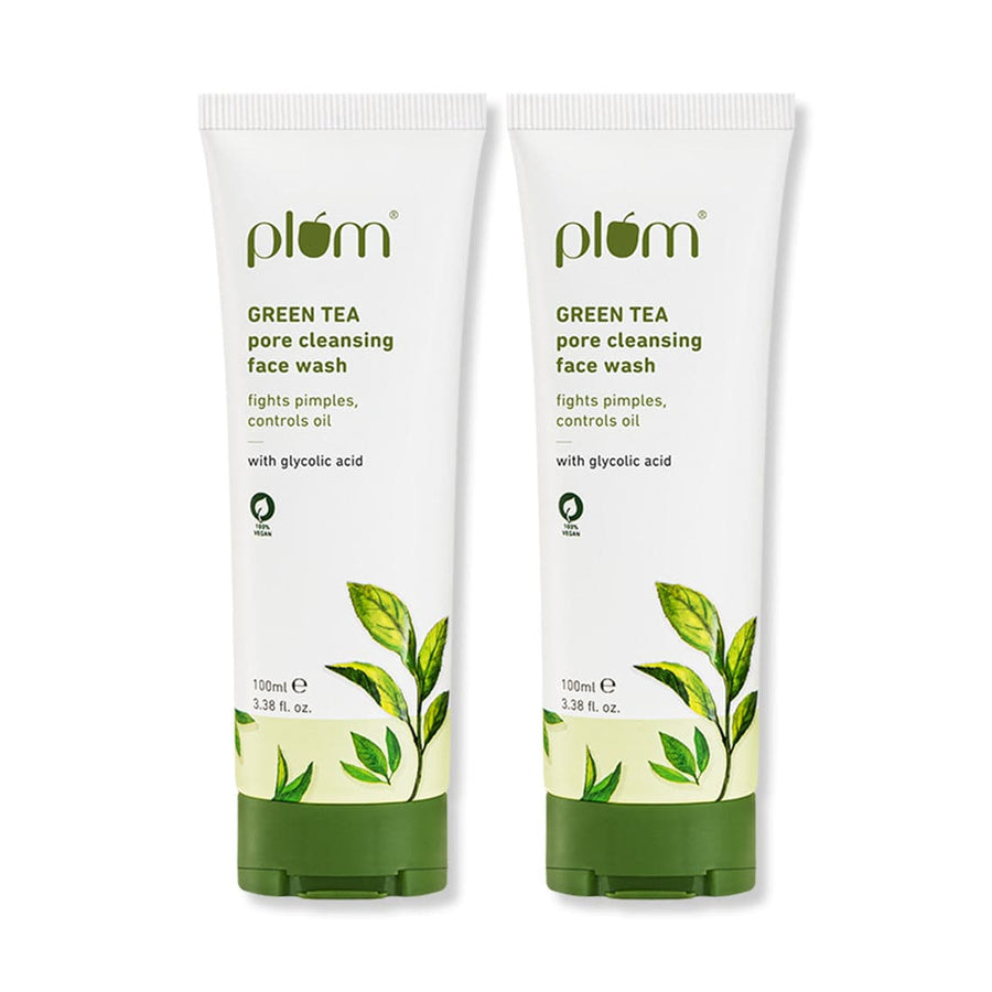 Plum Green Tea Pore Cleansing Face Wash for Acne | Controls Oil Upto 2-Hrs | Reduces Acne In 7 Days, 100ml x 2