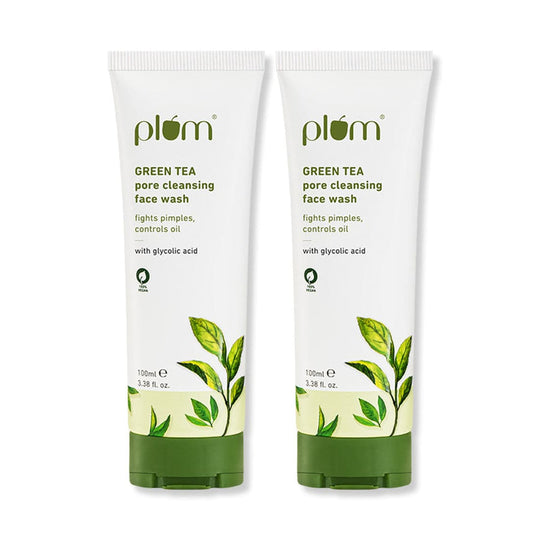 Plum Green Tea Pore Cleansing Face Wash for Acne | Controls Oil Upto 2-Hrs | Reduces Acne In 7 Days, 100ml x 2 Buy at Indicrest